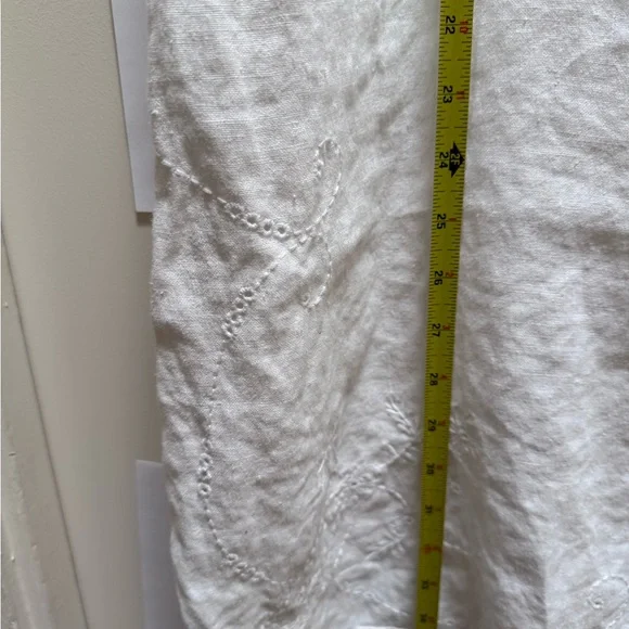 J. Jill White Linen Maxi Skirt Size XL with eyelet detail at bottom - Picture 3 of 5